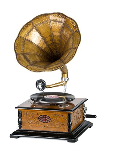 Gramophone style antique avec pavillon - disque...