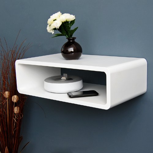 Hi-fi étagère lounge carré style années 1970 blanc