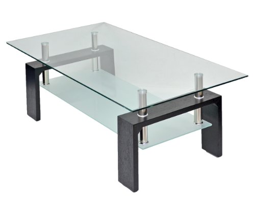 Table en verre basse en bois couleur noir 120 x...