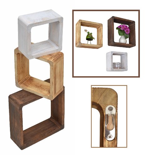 Jeu de 3 étagères cubiques Lounge Cube en bois ...