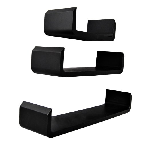 Lot de 3 étagère design étagère noire murale en...