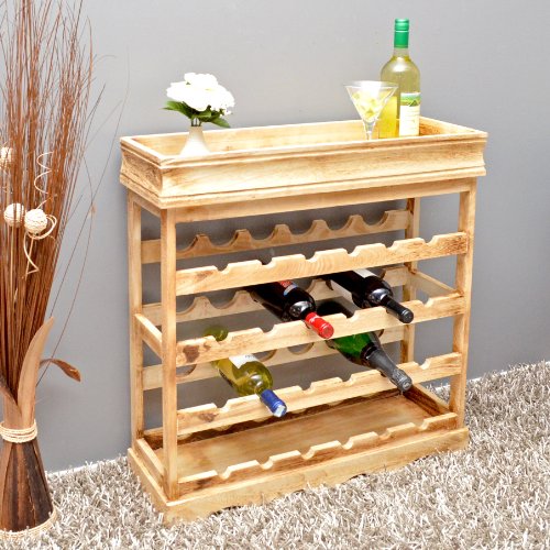 ts-ideen Casier à vin pour 24 bouteilles bouteille étagère en bois brun clair brun clair flammédu look "Shabby" étagères à vin code EAN 4260333967548 