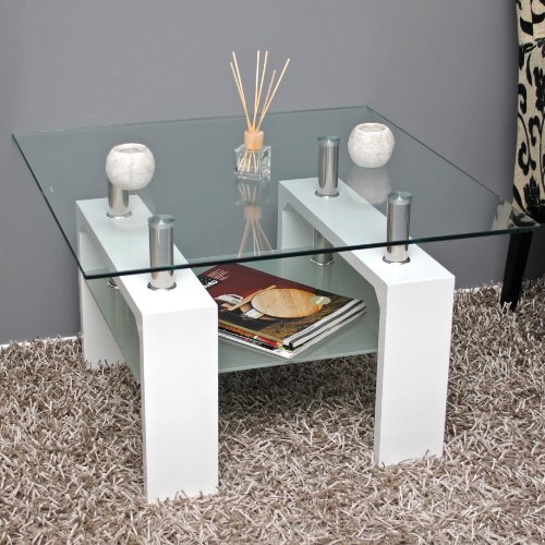 Conception table en verre et acier inoxydable b...