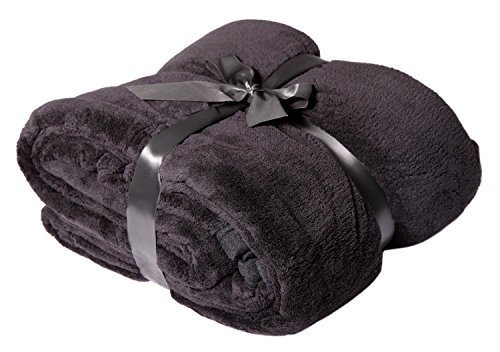 VIVA Plaid XXL microfibre Noir 240 x 220 cm