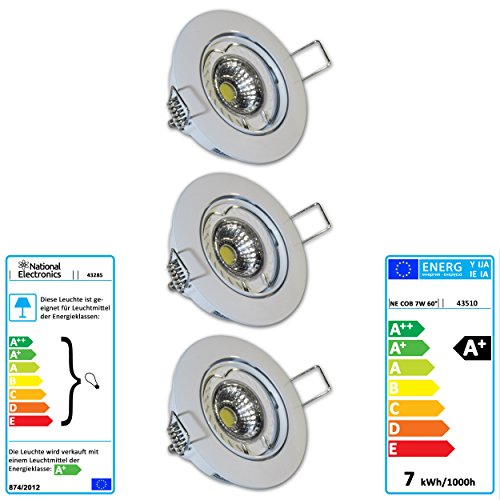 Set de spots à led culot gu10 7w cob blanc chau...
