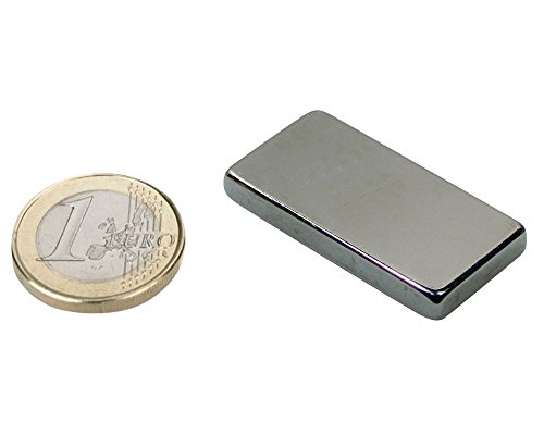 Aimant Bloc 40 x 20 x 10mm Néodyme N42, Nickelé...