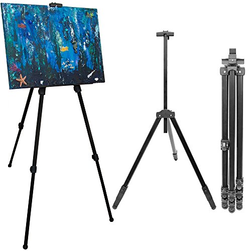 Omnideal Chevalet en aluminium pour peintres de eyepower | Support trépied pour tableaux et toiles réglable en hauteur de env 57 cm à 180 cm | incl pour sac de transport | Noir 4260352174910 (4260352174910)