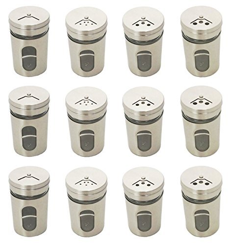 Lot de 12 pots à épices set de verres en acier ...