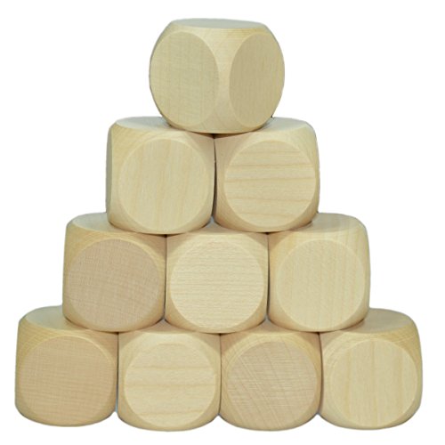 10 x Dé en bois vierge à décorer - 30mm - dé ne...