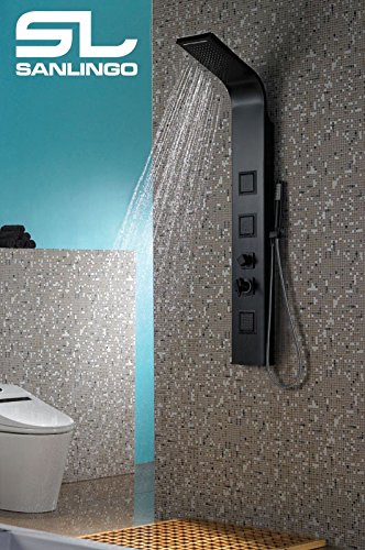 Sanlingo Aluminium Colonne de Douche de pluie Cascade Massage Noir Mat Sanlingo 4260360526473 (4260360526473)