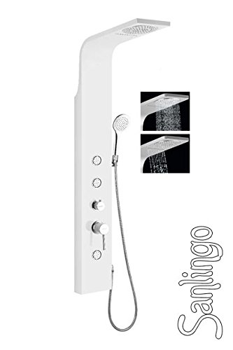 Sanlingo Blanc Chrome Colonne de Douche de Pluie Cascade Aluminium Hydromassant Sanlingo 4260360527371 (4260360527371)