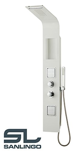 Sanlingo Aluminium Colonne de Douche de pluie Massage Cascade Blanc Tablette de Douche Sanlingo 4260360532214 (4260360532214)