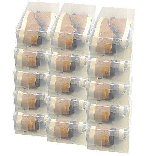 DynaSun 15x DynaSun PP435 Boîte à Chaussure de Rangement Escarpin Conteneur Organisateur Robuste Transparente Empilable et Pliable pour Hommes et Dames code EAN 4260374153481 