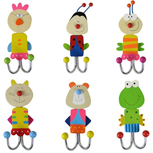 Crochet mural enfants Lot de 6 crochets en bois...