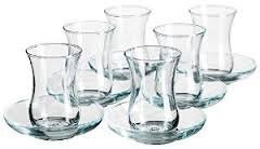 Aida Lot de 6 verres 160cc à thé turc avec 6 soucoupes AIDA de Pasabahce. code EAN 4260389892832 