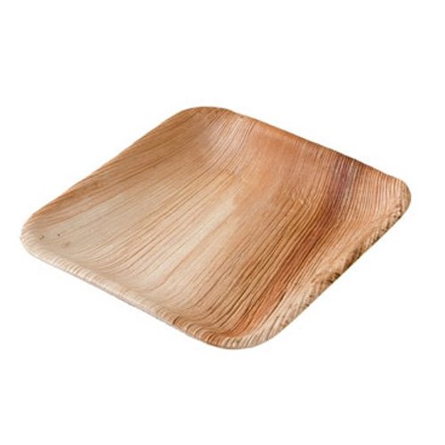 kaufdichgruen DTW05369 Assiette jetable en feuille de palmier, 25 pièces, carrée, 15x15 cm, compostable code EAN 4260392216397 