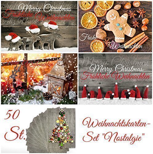 « nostalgie ii » lot de cartes de noël (50 pièc...