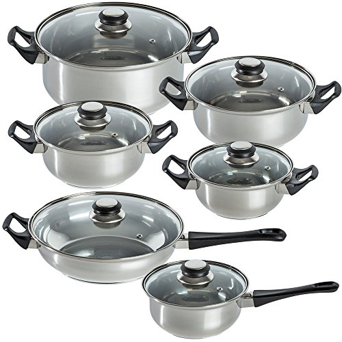 12 pièces ensemble de marmites en acier inoxydable