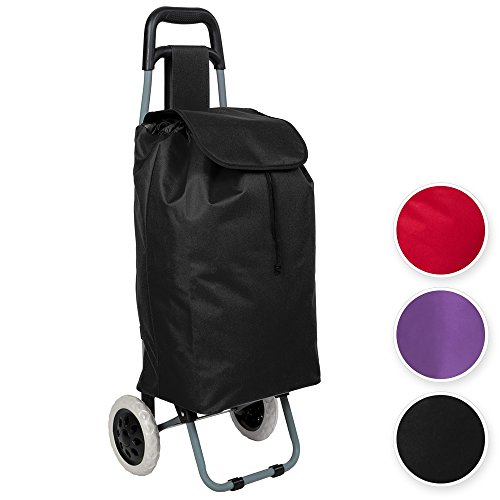 Chariot de courses pliable avec 2 roues et poch...