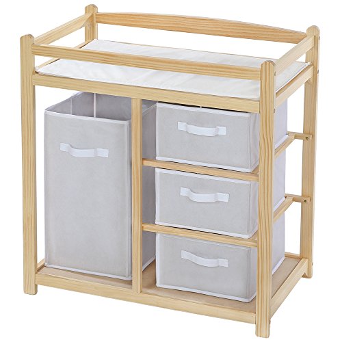 Table à langer en bois avec 4 paniers rangements