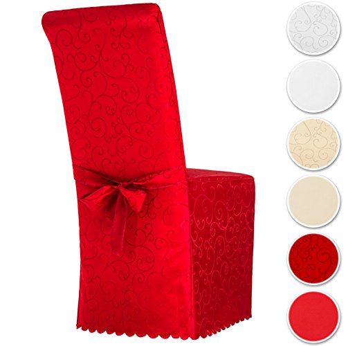 Housse de chaise avec nœud rouge et motif