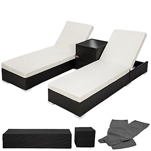 2x chaise longue bain de soleil + table en alum...