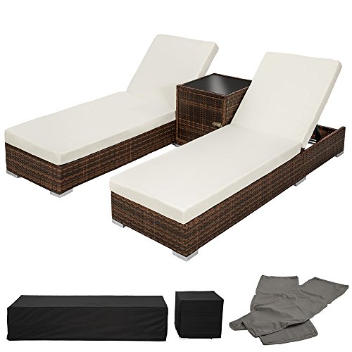 2x chaise longue bain de soleil + table en alum...