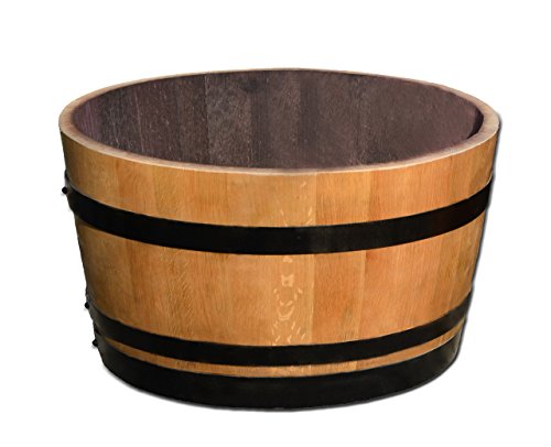 Temesso Demi tonneau de vin en bois de chêne travaillé et laqué avec anneaux noirs (sans extras) code EAN 4260410620205 