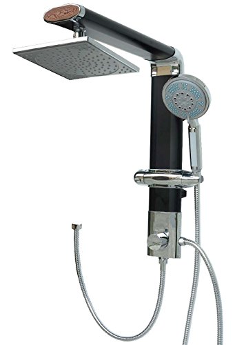 Panneau de douche douche Panneau Système de douche colonne de douche douche complète Noir Grande carrée pluie douche Aluminium Pommeau de douche mitigeur de douche d'angle Montage mural et flexible de douche 030b-2 4260412959969 dirks-traumbad