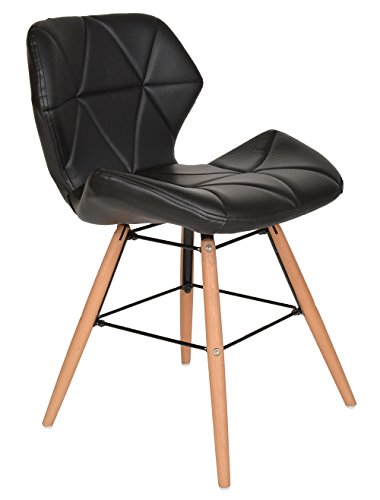 1 x Design Chaise Rembourrée Faux Cuir Noir Bar...