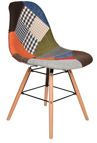 1 x chaise patchwork tapissée de toile multicol...