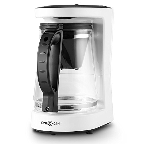 OneConcept oneConcept Coffee & Tea - Machine à café et à thé - cafetière et théière électrique pour préparation jusqu'à 10 tasses - 680W, maintien au chaud, filtre lavable - blanc code EAN 4260435913672 