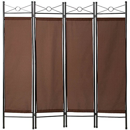 TecTake Paravent interieur séparateur de pièce fer forgé pliable 4 panneaux 180x160cm brun code EAN 4260435991625 