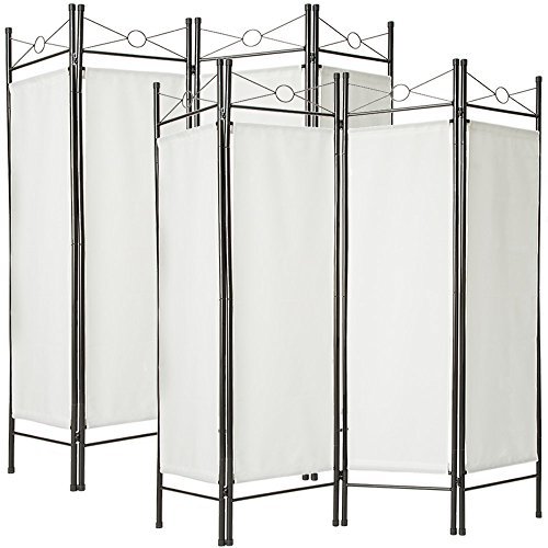 TecTake 2x paravent interieur séparateur de pièce fer forgé pliable 4 panneaux 180x160cm blanc code EAN 4260435994923 