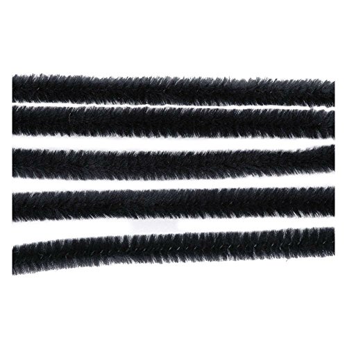 Fil chenille - fil cure pipe Noir Ø 6mm - 30cm ...