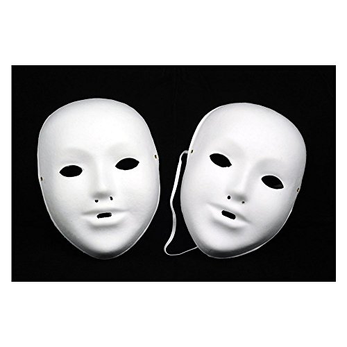 10 masques blancs, en papier mâché à décorer, p...