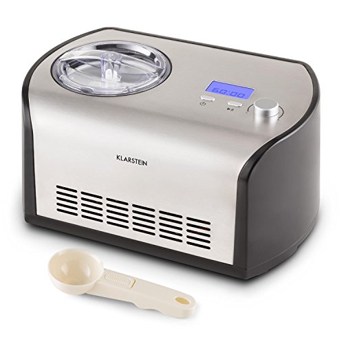 Klarstein Snowberry & choc - machine à crèmes glacées de 1,2 l avec fonction maintien au frais (préparation en 40 minutes, aucune réfrigération préalable nécéssaire, guide inclus) code EAN 4260467728480 