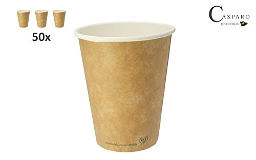 50 gobelets jetables Bio (Marron) | respectueuse to Go Gobelet 2171326 | Gobelets en carton pour boissons chaudes | kompostierbare Mug | casparo Eco Design, 200ml 4260491890153 Casparo Eco Design
