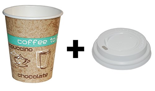 50 gobelets en carton (200 ml) avec des couverc...