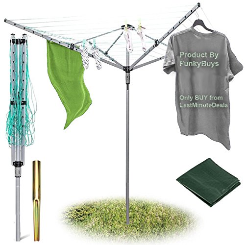 funkybuys® FunkyBuys ® robuste à 4 bras 50 m Étendoir à linge rotatif en métal ligne de jardin en forme de piquet Corde à linge 4693138365019 (4693138365019)