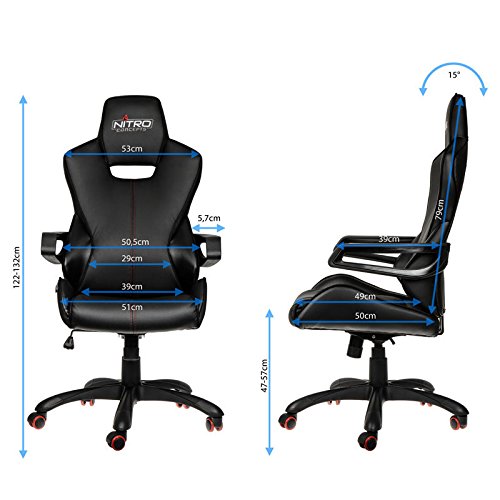 Nitro-Concepts Nitro-concepts NC-E200R-BC Fauteuil Gaming E200 Race Faux Cuir Noir/Carbone 124 x 54 x 50 cm code EAN 4713105959802 