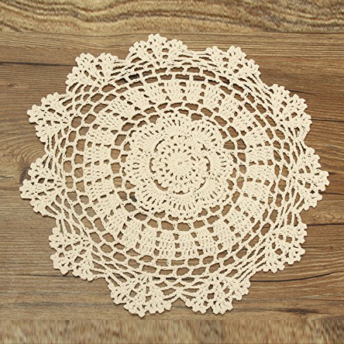 Napperon dentelle crochet rond en coton décor t...
