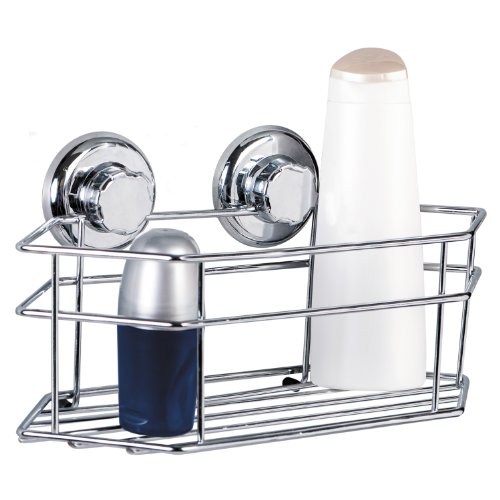 Tatkraft Megalock losange etagere caddy panier de douche 30.2x15.5x15.5 cm acier chrome 2 vacuum vis d 73 mm code EAN 4742943011489 