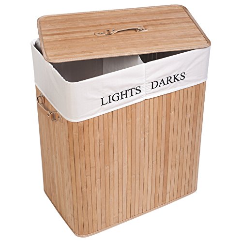 Carolina panier à linge 105l bambou naturelle 2...