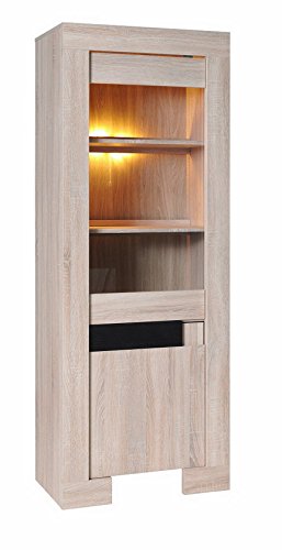 Vitrine 1 porte design couleur bois et noir laqué