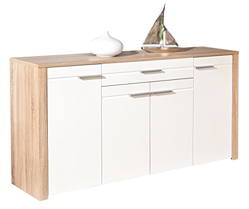 Bahut en bois coloris sonoma chêne et blanc