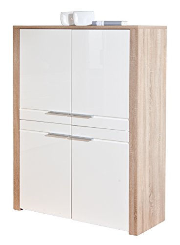 Bahut à 4 portes design coloris chêne sonoma et...