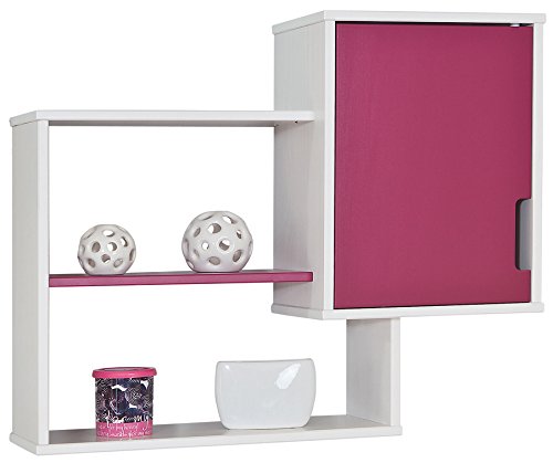 Meuble étagère mural coloris blanc et rose Magenta