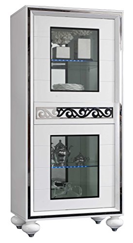 Vitrine blanc laquée et argentée avec éclairage...