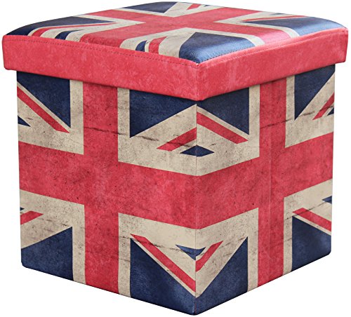 pouf de rangement simili cuir coloris England -...